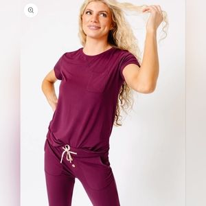 Lates by Kate | Jam Pants Set Cranberry Short Sleeve